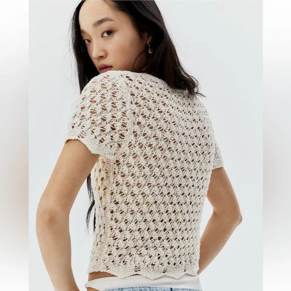 Divided Ivory Crochet Knit Top - Picture 9 of 13